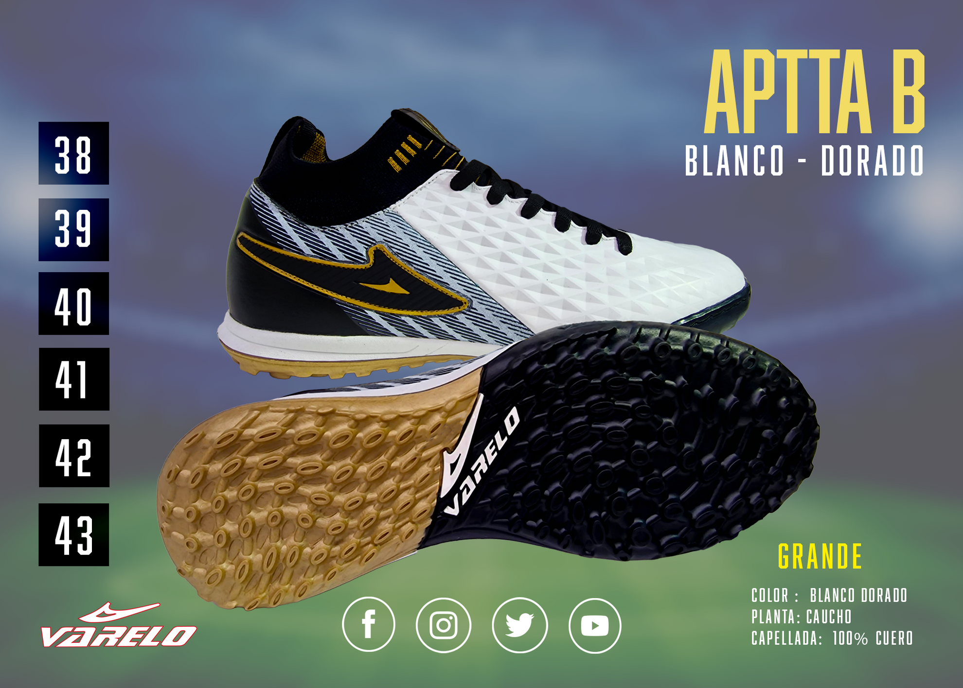 ZAPATILLAS VARELO APTTAB – Máxima Tracción en Grass Sintético